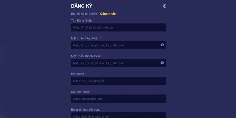 đăng ký tạo tài khoản Wibo88