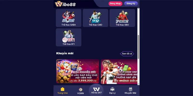 sảnh thể thao Wibo 88